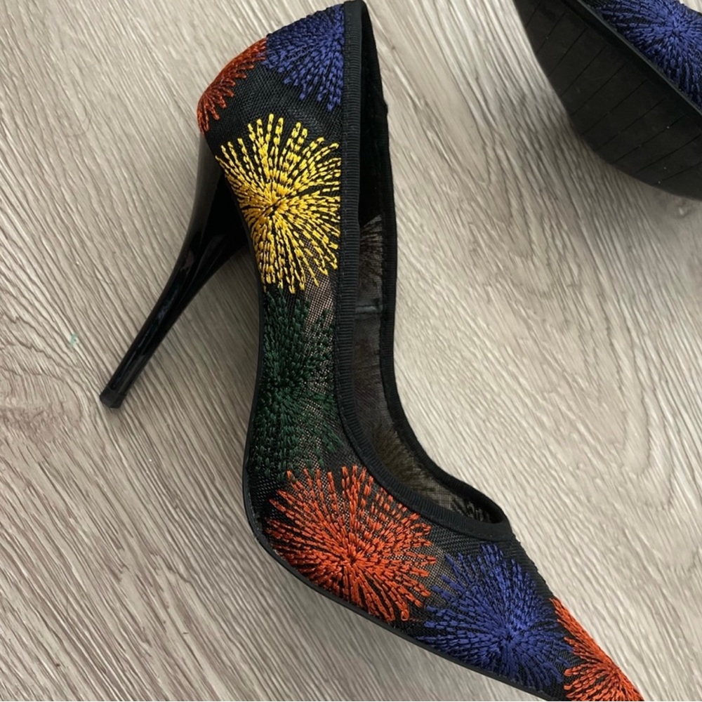 ZARA Trefaluc Embroidered Pumps Size 6 HighHeels Pointy Toe Womens Shoes Size 36 - Picture 4 of 12